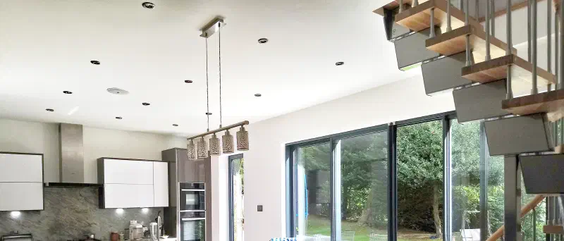 The open plan kitchen and dining room inside the extension