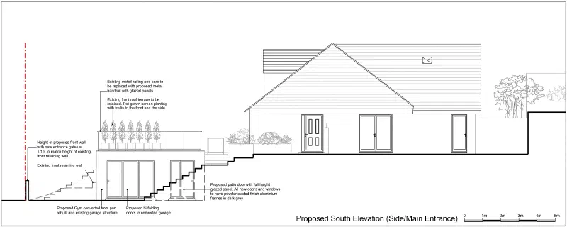 Proposed side elevation of the house.