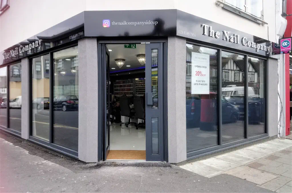The completed Nail Company shopfront in Sidcup with its new fascia signage