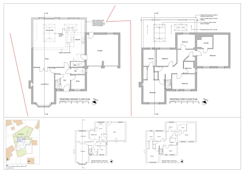 Proposed ground and first floor plans.